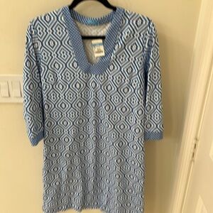 J.McLaughlin Dress. NWT size large blue and white geometric